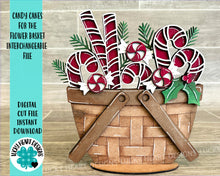 Load image into Gallery viewer, Candy Canes For The Flower Basket Interchangeable File SVG, Holiday, Christmas Tiered Tray, Glowforge, LuckyHeartDesignsCo