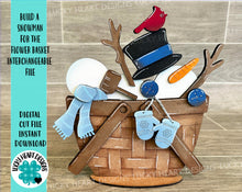 Load image into Gallery viewer, Build a Snowman For The Flower Basket Interchangeable File SVG, Winter, Holiday, Christmas Tiered Tray, Glowforge, LuckyHeartDesignsCo