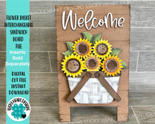 Load image into Gallery viewer, Flower Basket Interchangeable Sandwich Board File SVG, Flower, Floral, Tiered Tray, Glowforge, LuckyHeartDesignsCo