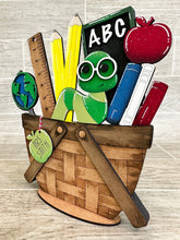 Load image into Gallery viewer, School Teacher For The Flower Basket Interchangeable File SVG, Holiday, Book Worm, Tiered Tray, Glowforge, LuckyHeartDesignsCo