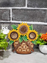 Load image into Gallery viewer, Sunflower Basket Standing File SVG, (NOT interchangeable) Flower, Floral, Summer, Fall Tiered Tray, Glowforge, LuckyHeartDesignsCo
