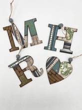 Load image into Gallery viewer, Vintage Rustic Initial Christmas Ornament File SVG, Glowforge, Wedding Gift Tag, Keychain Tag , LuckyHeartDesignsCo