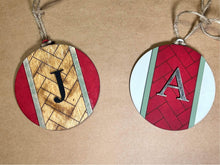 Load image into Gallery viewer, Herringbone Initial Christmas Ornament File SVG, Glowforge, Wedding Gift Tag, Keychain Tag , LuckyHeartDesignsCo