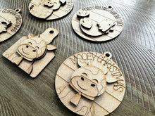 Load image into Gallery viewer, Farm Christmas Ornament File SVG, Glowforge, Pig, Cow, Chicken, LuckyHeartDesignsCo