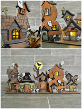 Load image into Gallery viewer, Spooky Halloween Standing Houses File SVG, Haunted, Glowforge, LuckyHeartDesignsCo