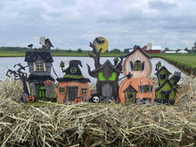 Load image into Gallery viewer, Spooky Halloween Standing Houses File SVG, Haunted, Glowforge, LuckyHeartDesignsCo