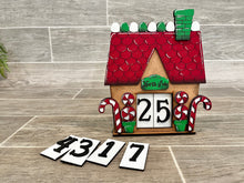 Load image into Gallery viewer, Mini Christmas Gingerbread House Countdown Interchangeable Leaning Sign File SVG, Glowforge Holiday Decor, LuckyHeartDesignsCo