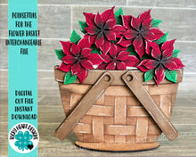 Load image into Gallery viewer, Poinsettia For The Flower Basket Interchangeable File SVG, Christmas Tiered Tray, Glowforge, LuckyHeartDesignsCo
