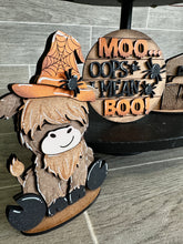 Load image into Gallery viewer, Highland Cow Halloween Quick and Easy Tiered Tray File SVG, Farm Glowforge Tier Tray, LuckyHeartDesignsCO