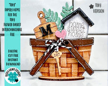 Load image into Gallery viewer, TINY Family Home for the TINY Flower Basket Interchangeable File SVG, Seasonal, Holiday, Tiered Tray, Glowforge, LuckyHeartDesignsCo