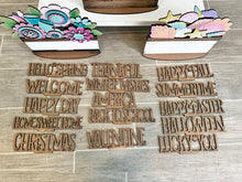 Load image into Gallery viewer, Box and Crate for the Flower Basket Interchangeable File SVG, Desk sign, Seasonal, Holiday, Glowforge, LuckyHeartDesignsCo