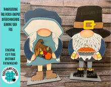 Load image into Gallery viewer, Thanksgiving Tall Porch Interchangeable Leaning Sign Gnome File SVG, Fall Glowforge Pumpkin , LuckyHeartDesignsCo