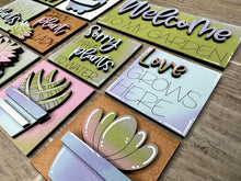 Load image into Gallery viewer, MINI Succulent Interchangeable Leaning Sign File SVG, Succas, Plants, Garden, Tiered Tray Glowforge, LuckyHeartDesignsCo