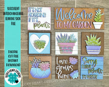 Load image into Gallery viewer, Succulent Garden Interchangeable Leaning Sign File SVG, Tiered Tray Glowforge, LuckyHeartDesignsCo