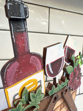 Load image into Gallery viewer, Wine For The Flower Basket Interchangeable File SVG, Tiered Tray, Glowforge, LuckyHeartDesignsCo