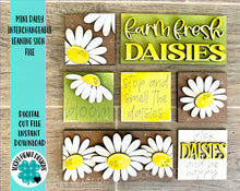 Load image into Gallery viewer, MINI Daisy Interchangeable Leaning Sign File SVG, Spring, Summer, Flower, Tiered Tray Glowforge, LuckyHeartDesignsCo