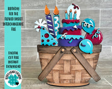 Load image into Gallery viewer, Birthday For The Flower Basket Interchangeable File SVG, Holiday, Cellebrate Tiered Tray, Glowforge, LuckyHeartDesignsCo