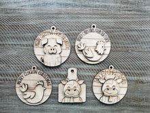 Load image into Gallery viewer, Farm Christmas Ornament File SVG, Glowforge, Pig, Cow, Chicken, LuckyHeartDesignsCo