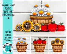 Load image into Gallery viewer, TINY Apple Basket for the Flower Basket Interchangeable File SVG, Holiday, Daisy, Sunflower Tiered Tray, Glowforge, LuckyHeartDesignsCo
