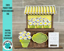 Load image into Gallery viewer, Daisy Market Stand Interchangeable File SVG, Glowforge, Spring, Summer, Flower, LuckyHeartDesignsCo