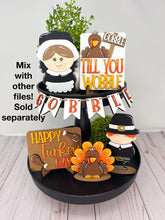 Load image into Gallery viewer, Standing Thanksgiving Turkey Pilgrim File SVG, Tiered Tray Holiday Decor, Fall, Glowforge, LuckyHeartDesignsCo