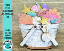 Load image into Gallery viewer, Shells For The Flower Basket Interchangeable File SVG, Beach, Vacation, Summer, Tiered Tray, Glowforge, LuckyHeartDesignsCo