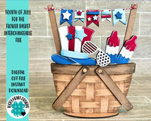 Load image into Gallery viewer, Fourth of July For The Flower Basket Interchangeable File SVG, America, USA, Summer, Tiered Tray, Glowforge, LuckyHeartDesignsCo