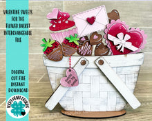 Load image into Gallery viewer, Valentine Sweets For The Flower Basket Interchangeable File SVG, Floral, Tiered Tray, Glowforge, LuckyHeartDesignsCo

