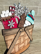Load image into Gallery viewer, Hot Cocoa For The Flower Basket Interchangeable File SVG, Chocolate, Marshmallow, Snowflake, Tiered Tray, Glowforge, LuckyHeartDesignsCo