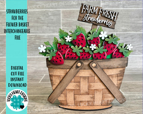 Strawberries For The Flower Basket Interchangeable File SVG, Fruit, Summer, Tiered Tray, Glowforge, LuckyHeartDesignsCo