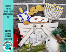 Load image into Gallery viewer, Hanukkah For The Flower Basket Interchangeable File SVG, Holiday, Christmas Tiered Tray, Glowforge, LuckyHeartDesignsCo