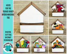 Load image into Gallery viewer, House for the Flower Basket Interchangeable File SVG, Desk sign, Teacher, School, Seasonal, Holiday, Glowforge, LuckyHeartDesignsCo