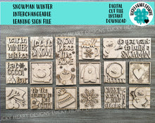 Load image into Gallery viewer, Snowman Winter Interchangeable Leaning Sign File SVG, glowforge Snowman, Hot Cocoa, Tiered Tray, LuckyHeartDesignsCo