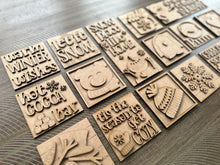 Load image into Gallery viewer, Snowman Winter Interchangeable Leaning Sign File SVG, glowforge Snowman, Hot Cocoa, Tiered Tray, LuckyHeartDesignsCo