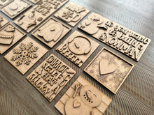 Load image into Gallery viewer, Snowman Winter Interchangeable Leaning Sign File SVG, glowforge Snowman, Hot Cocoa, Tiered Tray, LuckyHeartDesignsCo