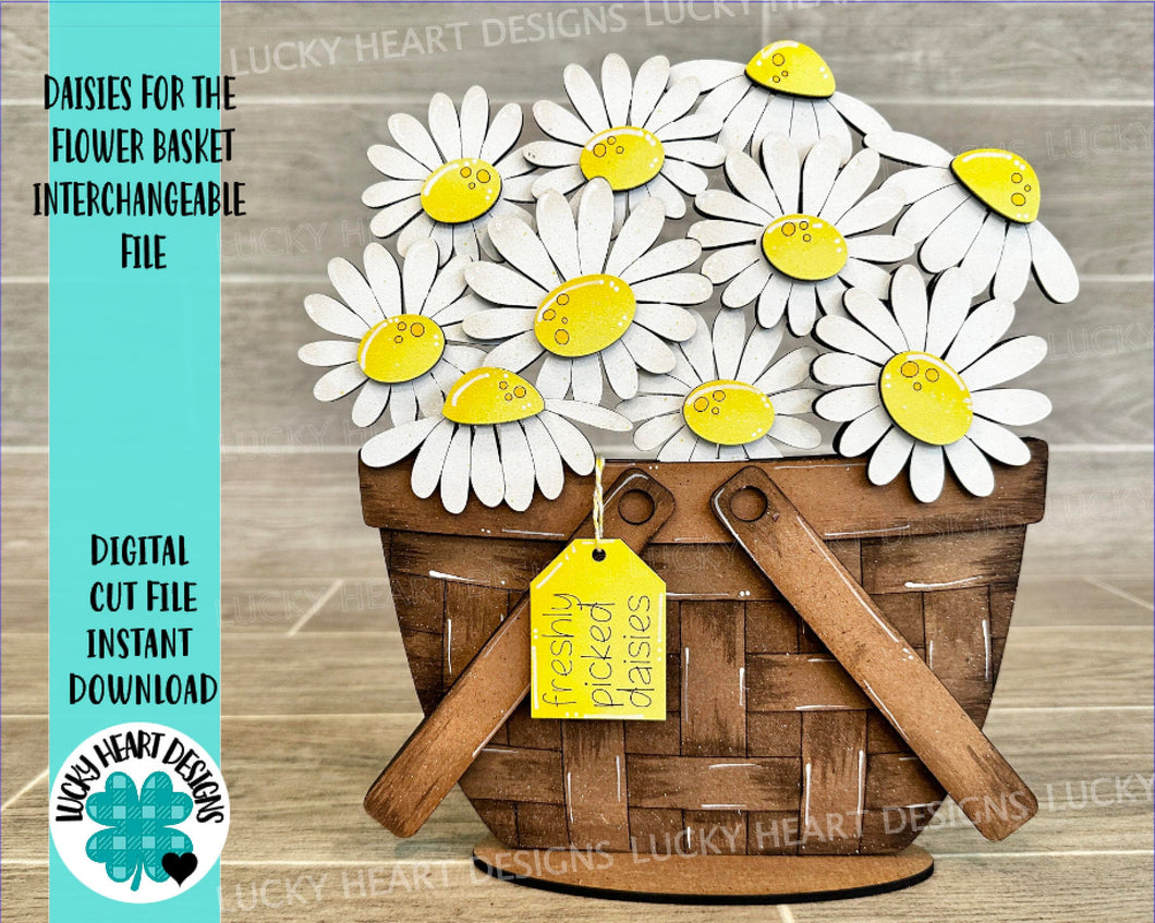 Daisies For The Flower Basket Interchangeable File SVG, Floral, Flowers, Spring Tiered Tray, Glowforge, LuckyHeartDesignsCo