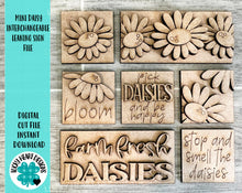 Load image into Gallery viewer, MINI Daisy Interchangeable Leaning Sign File SVG, Spring, Summer, Flower, Tiered Tray Glowforge, LuckyHeartDesignsCo