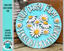 Load image into Gallery viewer, Daisy Farm Door Hanger Sign File SVG, Spring Flower, Summer, Glowforge, LuckyHeartDesignsCo