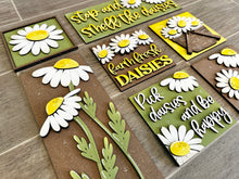 Load image into Gallery viewer, Daisy Flower Interchangeable Leaning Sign File SVG, Spring, Summer, Tiered Tray Glowforge, LuckyHeartDesignsCo