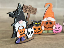 Load image into Gallery viewer, Spooky Halloween Tiered Tray Gnome File SVG, Glowforge, Mummy, Pumpkin, Witch, Cat, Vampire, LuckyHeartDesignsCo