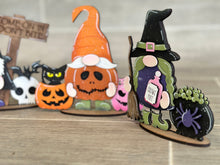 Load image into Gallery viewer, Spooky Halloween Tiered Tray Gnome File SVG, Glowforge, Mummy, Pumpkin, Witch, Cat, Vampire, LuckyHeartDesignsCo