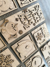 Load image into Gallery viewer, Snowman Winter Interchangeable Leaning Sign File SVG, glowforge Snowman, Hot Cocoa, Tiered Tray, LuckyHeartDesignsCo