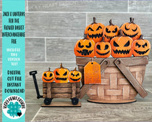 Load image into Gallery viewer, Jack-o-lanterns For The Flower Basket Interchangeable File SVG, Halloween, Pumpkins, Trick or Treat, Glowforge, LuckyHeartDesignsCo