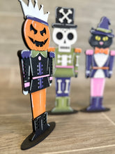 Load image into Gallery viewer, Halloween Nutcracker File SVG, Glowforge Jack-o-lantern, Black Cat, Skull, Skeleton, Tiered Tray, LuckyHeartDesignsCo