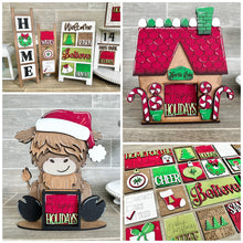 Load image into Gallery viewer, MINI Christmas Tree Interchangeable Leaning Sign File SVG, Ornament, Presents, Candy Cane, Tiered Tray Glowforge, LuckyHeartDesignsCo
