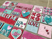 Load image into Gallery viewer, MINI Valentines Interchangeable Leaning Sign File SVG, Heart, Love, Cupid Tiered Tray Glowforge, LuckyHeartDesignsCo
