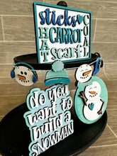 Load image into Gallery viewer, Snowman Quick and Easy Tiered Tray File SVG, Winter Tiered Tray, Glowforge Snowflakes, LuckyHeartDesignsCo