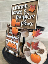 Load image into Gallery viewer, Fall Quick and Easy Tiered Tray File SVG, Glowforge Laser, Fall Wagon, Leaves, Acorn, Pumpkin, LuckyHeartDesignsCo