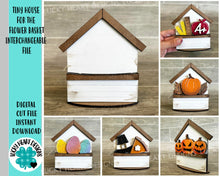 Load image into Gallery viewer, TINY House for the Flower Basket Interchangeable File SVG, Desk sign, Teacher, School, Seasonal, Holiday, Glowforge, LuckyHeartDesignsCo