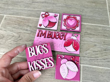 Load image into Gallery viewer, MINI Love Bug Valentines Interchangeable Leaning Sign File SVG, Ladybug, Flower, Love, Tiered Tray Glowforge, LuckyHeartDesignsCo